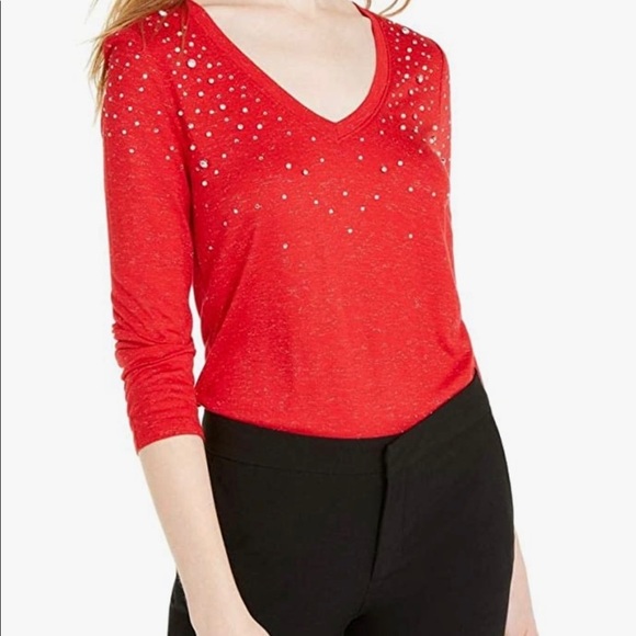 INC International Concepts women red classic top/M - Picture 4 of 9